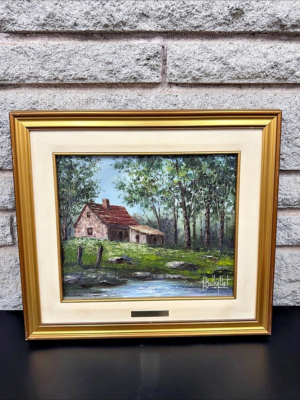 Yvon Bousquet Original Signed Oil Painting QuΓ©bec Farmhouse Landscape Framed